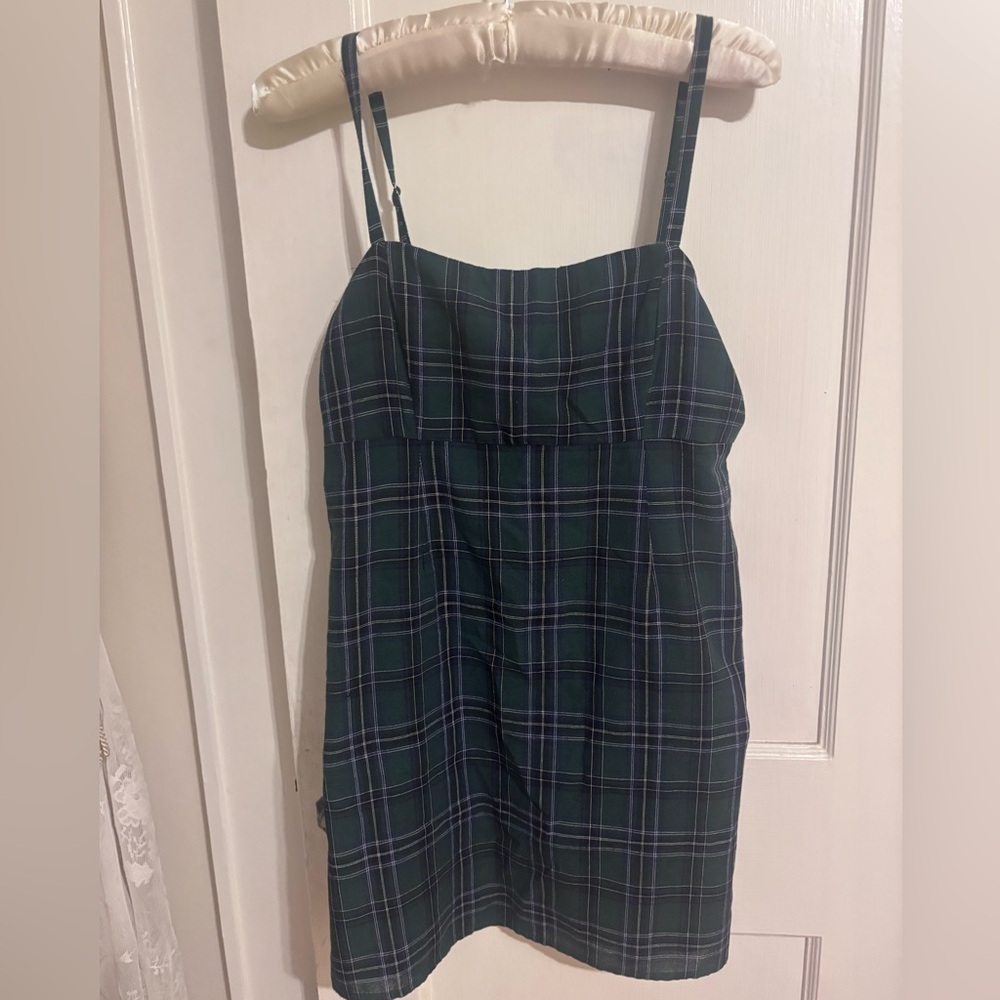Urban Outfitters ~ Dark Green Plaid Mini Dress